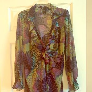 Purple, green teal and black tunic